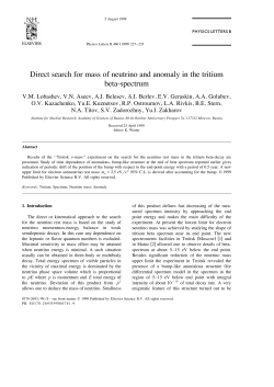 Direct search for mass of neutrino and anomaly in the tritium