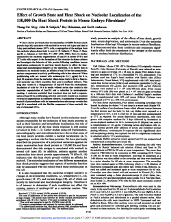 Effect of Growth State and Heat Shock on Nucleolar Localization of