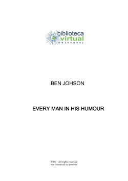 ben johson every man in his humour