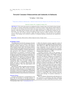 Towards Consumer Ethnocentrism and Animosity in Indonesia