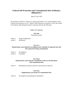 Federal Soil Protection and Contaminated Sites Ordinance