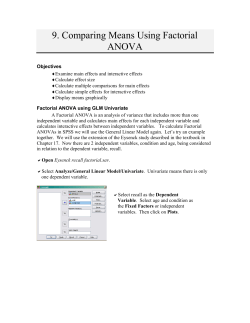 9. Comparing Means Using Factorial ANOVA