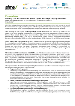 Industry calls for more action on risk capital for Europe`s high growth