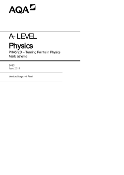 A-level Physics A Mark scheme Unit 05 - Section 2D Turning