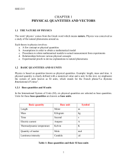CHAPTER 1 PHYSICAL QUANTITIES AND VECTORS