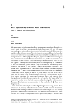 1 Mass Spectrometry of Amino Acids and Proteins