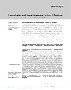 Processing and food uses of bananas and plantains in Cameroon