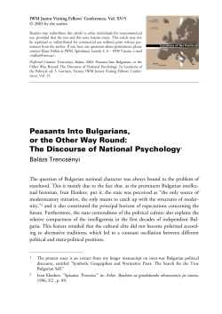 Peasants Into Bulgarians, or the Other Way Round