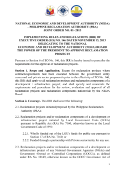 NATIONAL ECONOMIC AND DEVELOPMENT AUTHORITY (NEDA