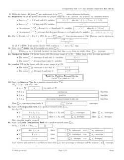 Comparison Test (CT) and Limit Comparison Test (LCT) 0. Fill-in