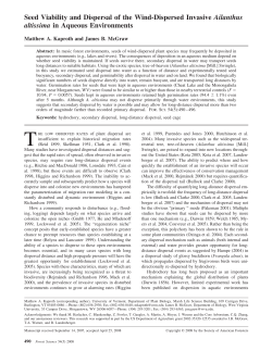 Seed Viability and Dispersal of the Wind