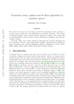 Geometric mean, splines and de Boor algorithm
