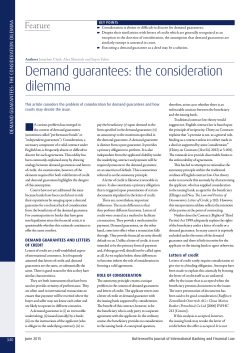 Demand guarantees: the consideration dilemma