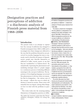 Designation practices and perceptions of addiction &ndash; a diachronic