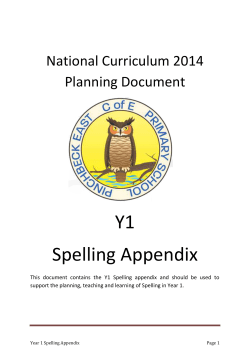 PBE Year 1 Spelling Appendix - Pinchbeck East C of E Primary School