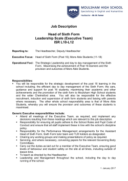 Job Description Head of Sixth Form