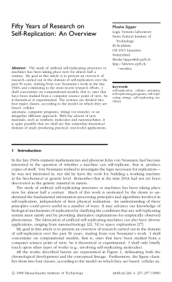 Fifty Years of Research on Self-Replication