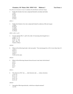 Chemistry 1B Winter 2016 MWF 9:30 Midterm 2 Test Form A