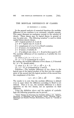 THE MODULAR DIFFERENCE OF CLASSES. IN the