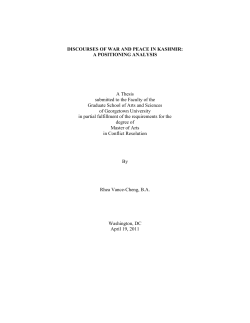 DISCOURSES OF WAR AND PEACE IN KASHMIR: A POSITIONING