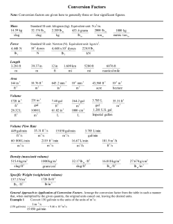 Table of Conversion Factors