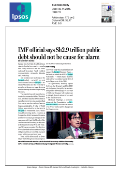 IMF official says Sh2.9 trillion public
