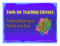 Tools for Teaching Literacy