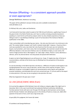 Pension Offsetting &ndash; Is a consistent approach possible