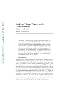 Andrews` Type Theory with Undefinedness1