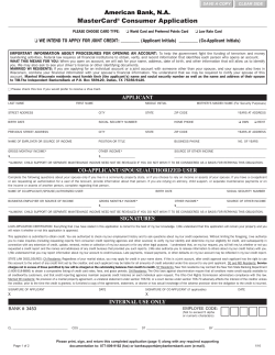 Personal Credit Card Application