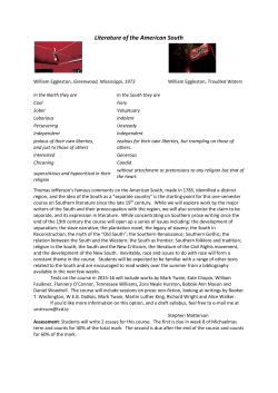 Literature of the American South 2015-16