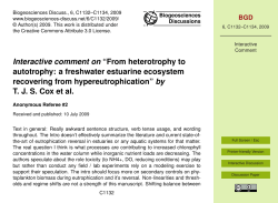 Interactive comment on &ldquo;From heterotrophy to autotrophy: a