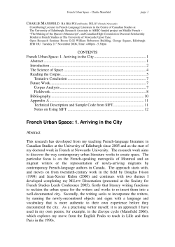 French Urban Space: 1. Arriving in the City