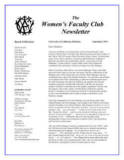 September - Women`s Faculty Club