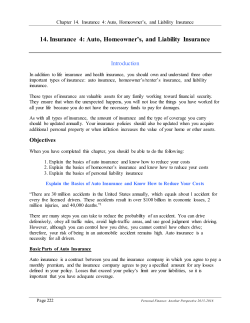 14. Insurance 4: Auto, Homeowner`s, and