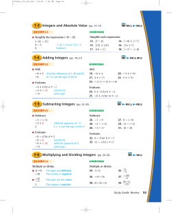 Integers and Absolute Value (pp. 14&ndash;17)