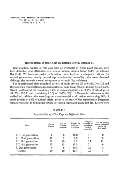Reproduction of Mice Kept on Rations Low in Vitamin Bl2
