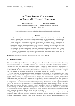 A Cross Species Comparison of Metabolic Network Functions