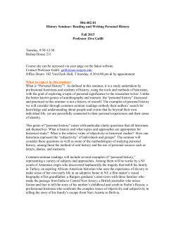 506:402:01 History Seminar: Reading and Writing Personal History