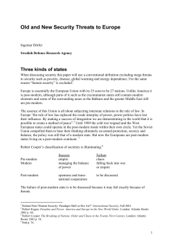 Old and New Security Threats to Europe - AFES