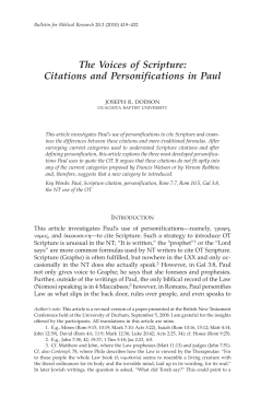 The Voices of Scripture: Citations and Personifications in Paul