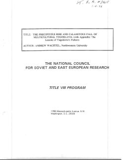 The Precipitous Rise and Calamitous Fall of Multicultural Yugoslavia