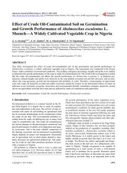 Effect of Crude Oil-Contaminated Soil on Germination and Growth