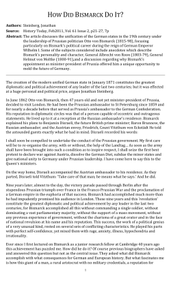 how did bismarck do it?