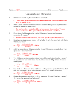Conservation of Momentum KEY