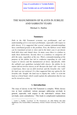the manumission of slaves in jubilee and sabbath
