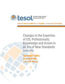 Changes in the Expertise of ESL Professionals