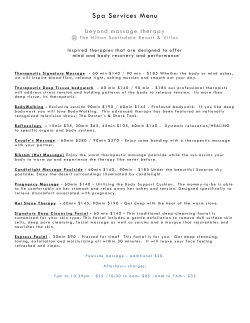 Spa Services Menu
