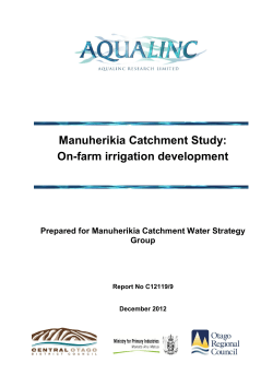 Manuherikia Catchment Study: On