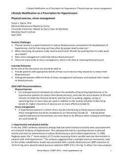 Lifestyle Modification as a Prescription for Hypertension: Physical